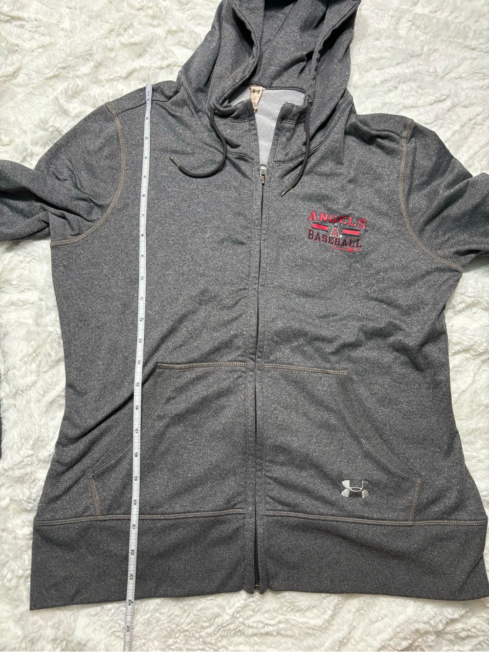 Under Armour Los Angeles Angels MLB Hooded Zip Coldgear Sweatshirt Large Jacket - Picture 9 of 10